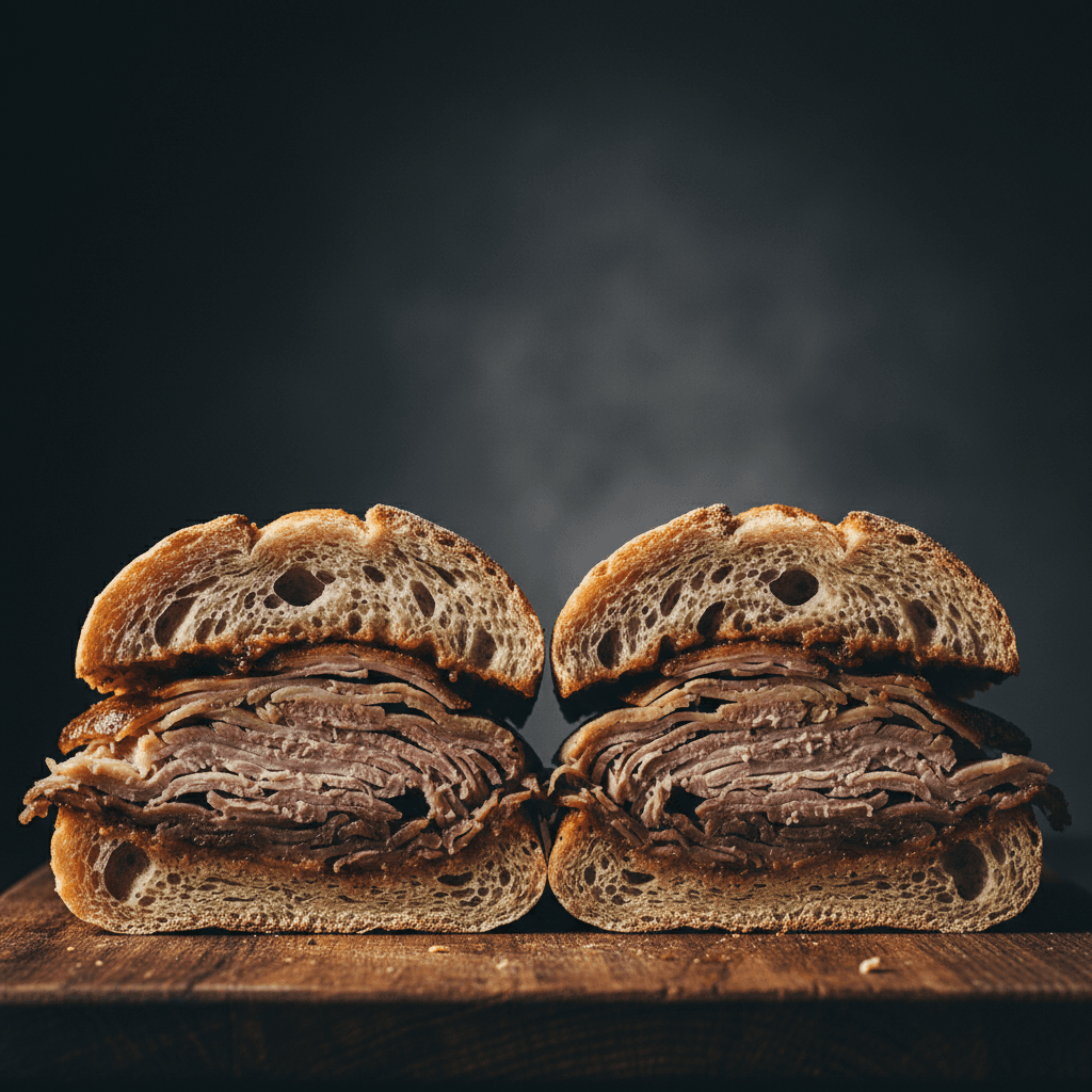 Sandes de Leitão com camadas de carne suculenta