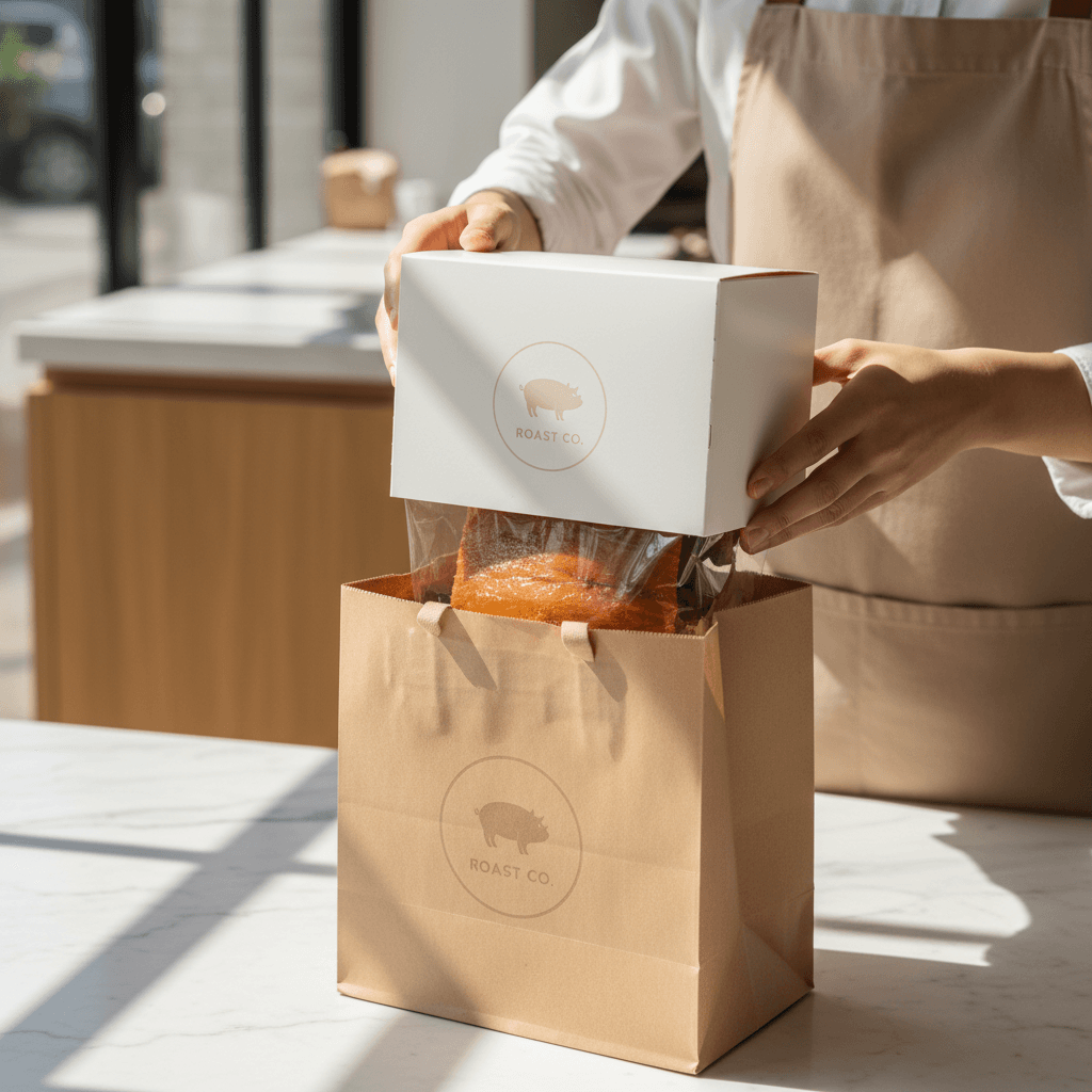 Embalagem de take away do Leitão à Bairrada
